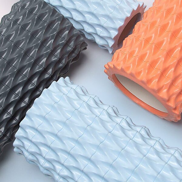 Close Up of stacked travel foam rollers