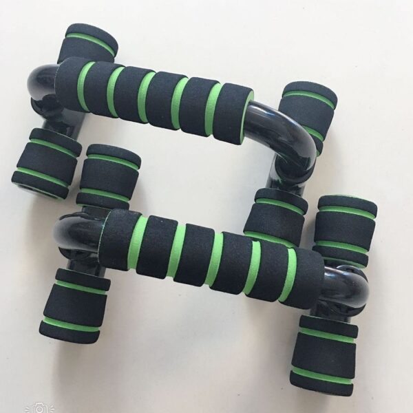 Green and black push up bars